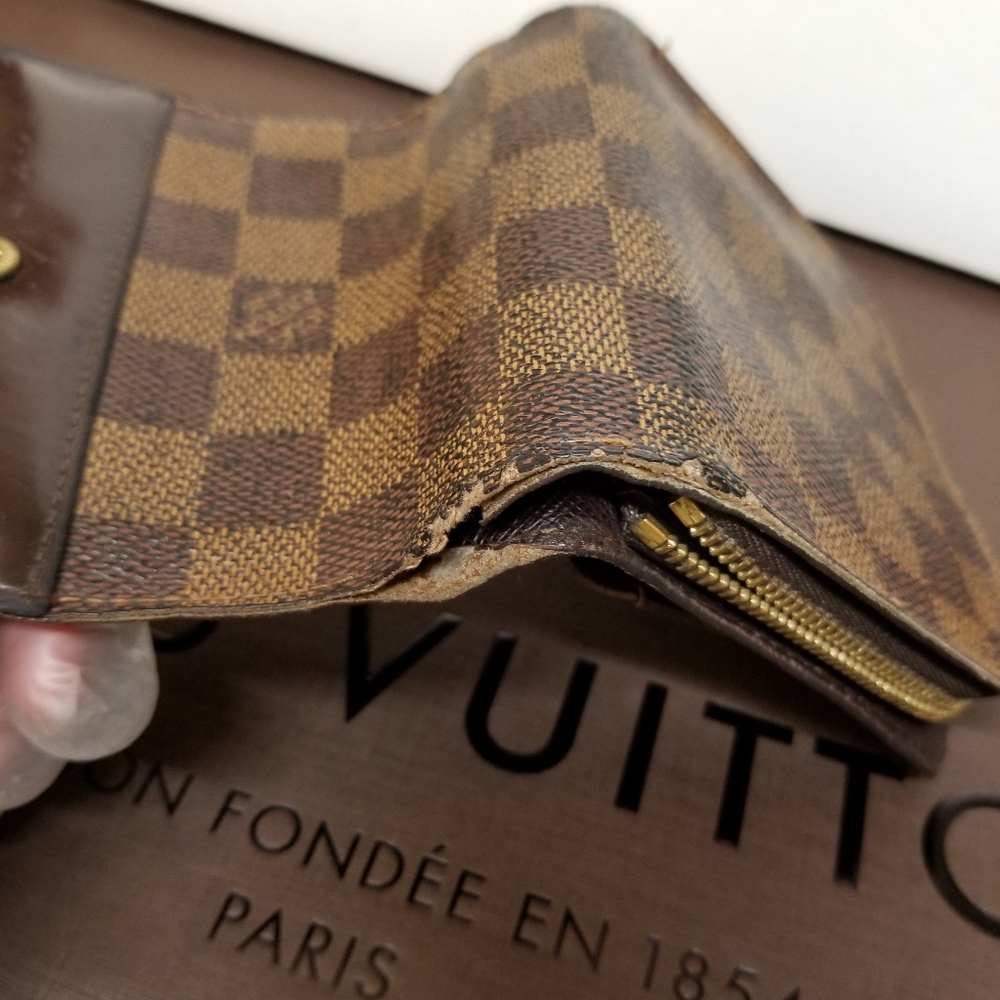 LOUIS VUITTON Damier ebene zipper compact wall #11 - Picture 12 of 16